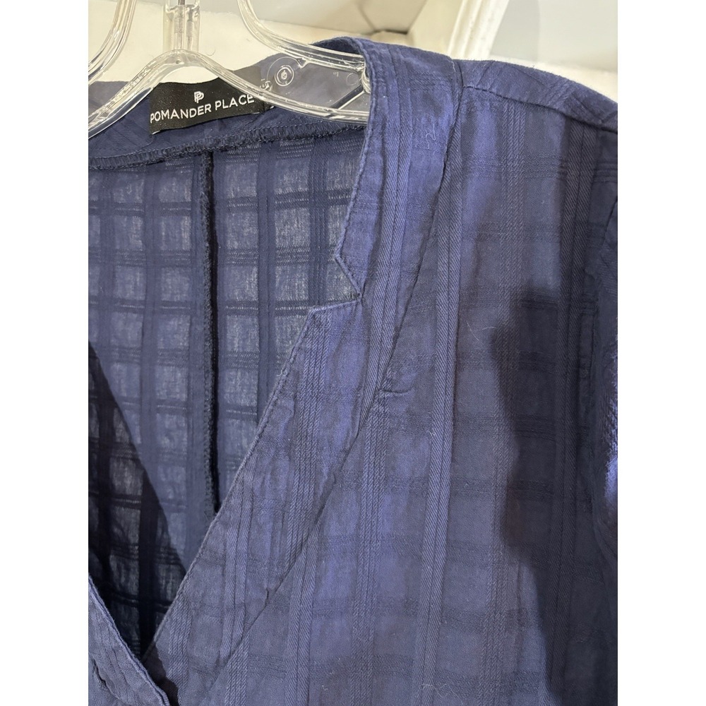 POMANDER PLACE Navy Blue Carolina Cotton Maxi Dress M - Picture 4 of 6